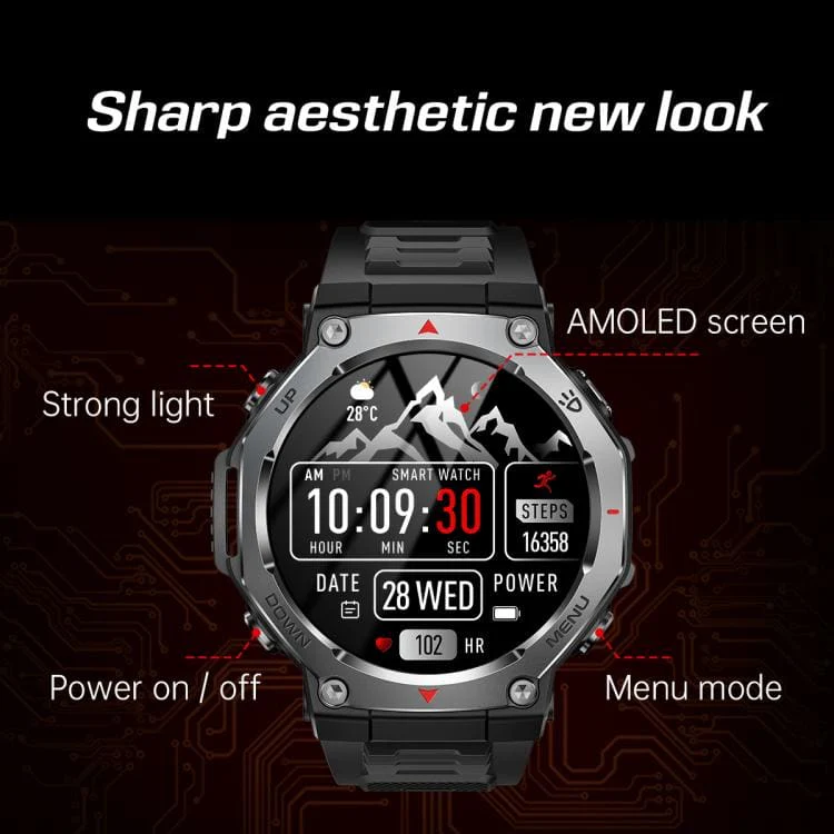 KT85 Rugged Sports Smart Watch | 1.43" AMOLED | 525mAh Battery | BT Calling | 5ATM Rated - Image 4