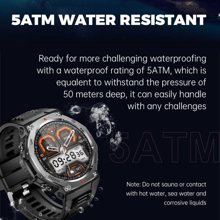 KT85 Rugged Sports Smart Watch | 1.43" AMOLED | 525mAh Battery | BT Calling | 5ATM Rated - Image 7