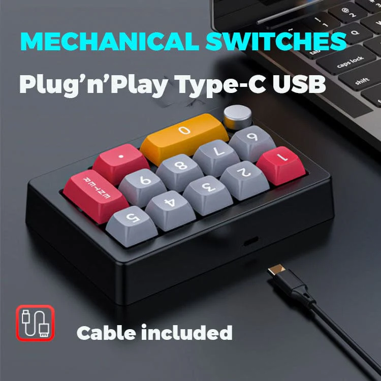 MKESPN Mechanical USB Macro Number/Gaming Keypad, LED, Volume Knob - Image 6