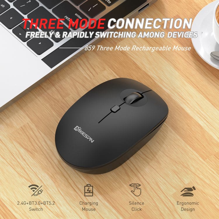 MKESPN Tri-Mode Bluetooth/RF Wireless Optical Mouse, USB 2.4G RF Dongle or Bluetooth 3/5.2 Connection - Image 6