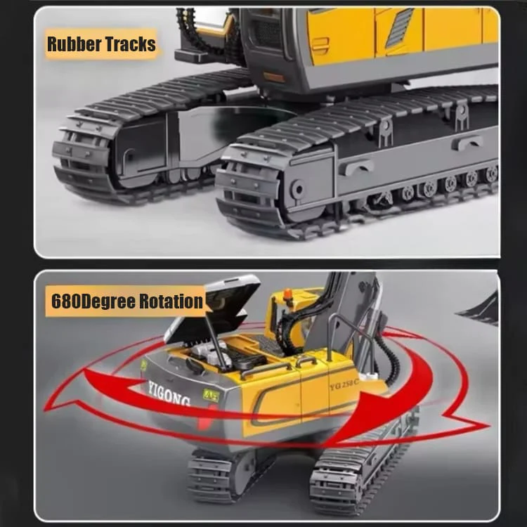 MoFun 258 RC Excavator, Engine Sounds, All-Terrain Caterpillar tracks, Independent Steering, Boom lights - Image 7