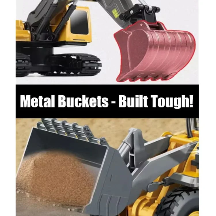 MoFun 258 RC Excavator, Engine Sounds, All-Terrain Caterpillar tracks, Independent Steering, Boom lights - Image 8