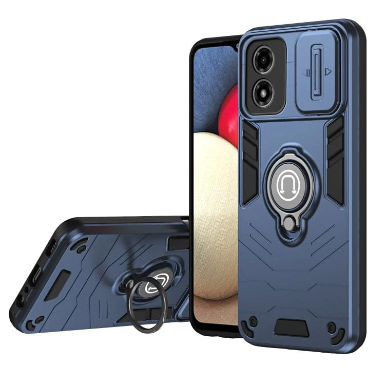 Motorola Moto G04 / G24 Sliding Camera Cover Protective Case with Ring/Stand