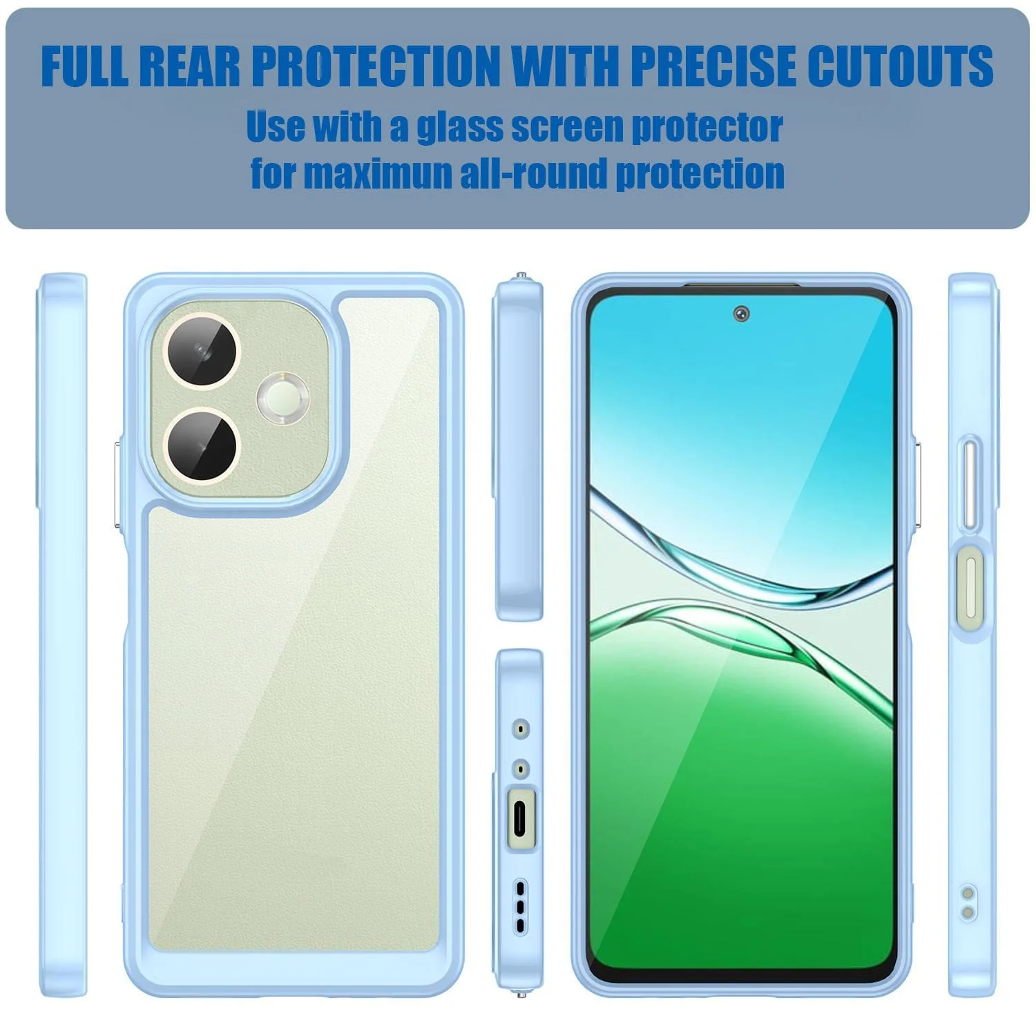 Oppo A60 / A3 4G / A40 / A3X 5G Rear Protective Cover, Transparent Back Panel - Image 2