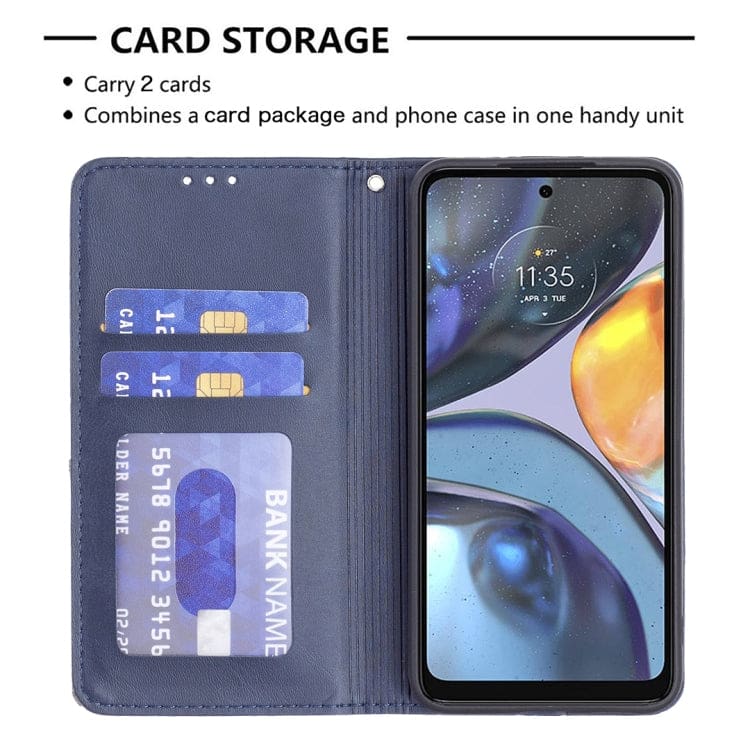 Motorola Moto G22 Rhombus Phone Wallet with Flip Front, Card Slots - Image 5