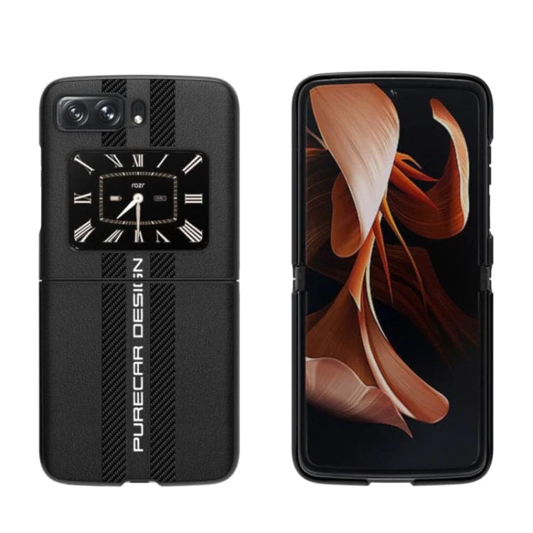 Motorola Moto Razr 2022 Thin Rigid Cover, Carbon Fiber Stripe Pattern