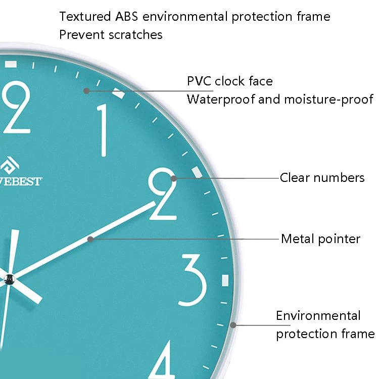 MoveBest 12" Wall Clock, Silent Mechanism, Large Numbers - Image 6