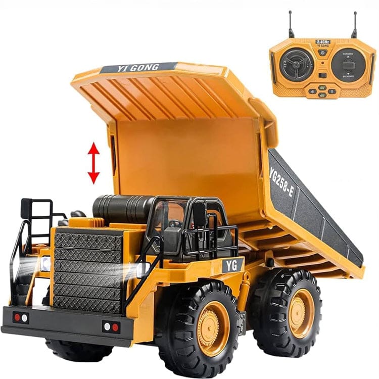 NC-258E RC Dump Truck, Tippable Dirt Tray, Engine Sounds, Headlights - Image 2