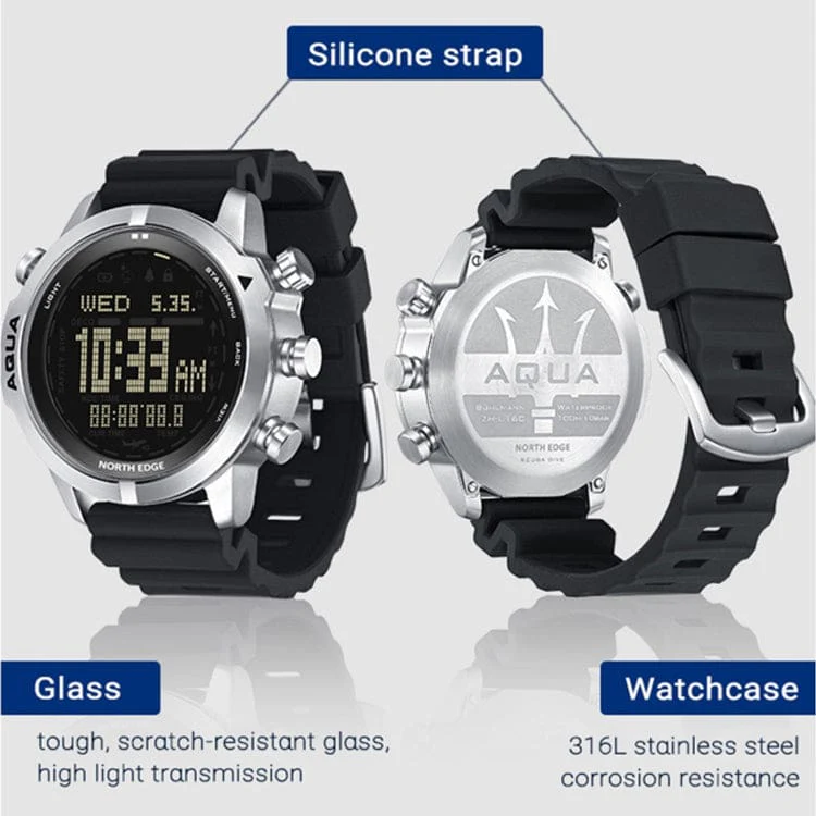 NORTH EDGE AQUA 100m Scuba Dive Watch - Dive Functions, Altimeter, Barometer & Luminous Compass - Image 10