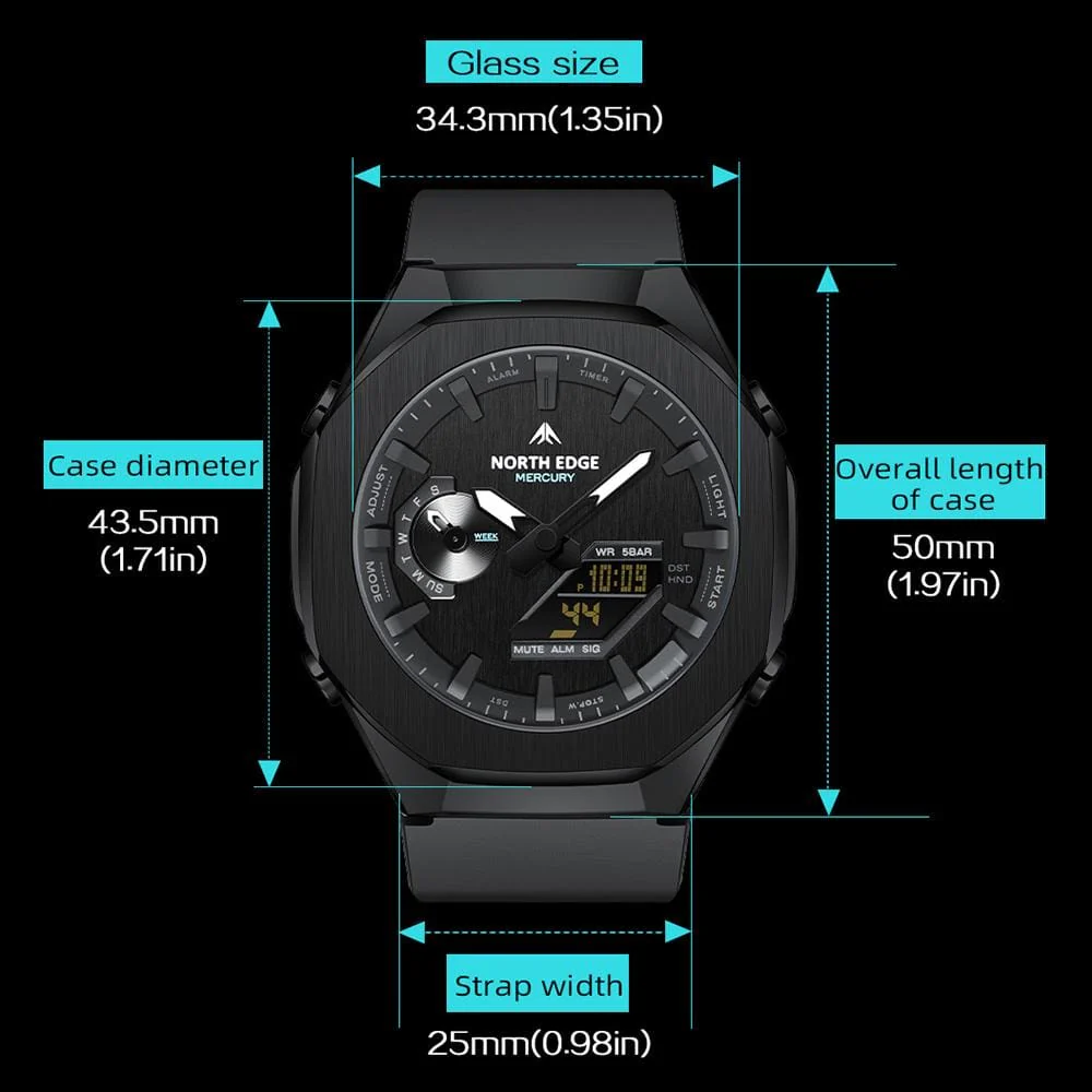 North Edge Mercury Adventure Watch, 5ATM Waterproof, Alarm - Image 10