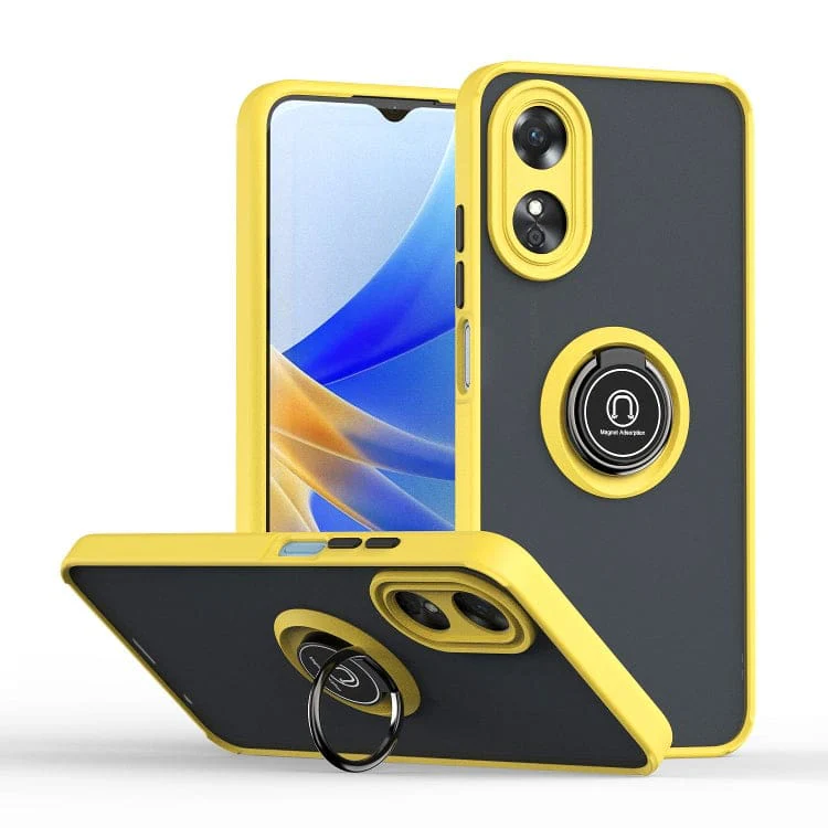 Oppo A17 4G Q-Shadow Rear Cover, Rotating Pull-Out Ring/Stand, Semi-Transparent