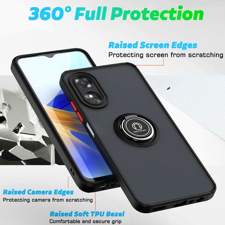 Oppo A17 4G Q-Shadow Rear Cover, Rotating Pull-Out Ring/Stand, Semi-Transparent - Image 2