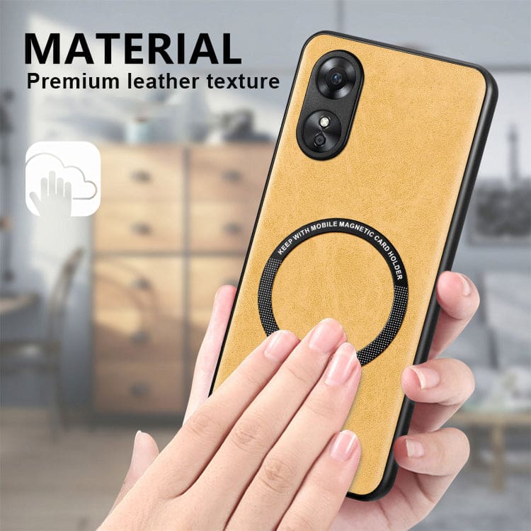 Oppo A17 Metal Ring MagSafe Style PU Leather Back Cover - Image 5