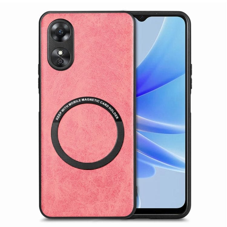 Oppo A17 Metal Ring MagSafe Style PU Leather Back Cover - Image 8