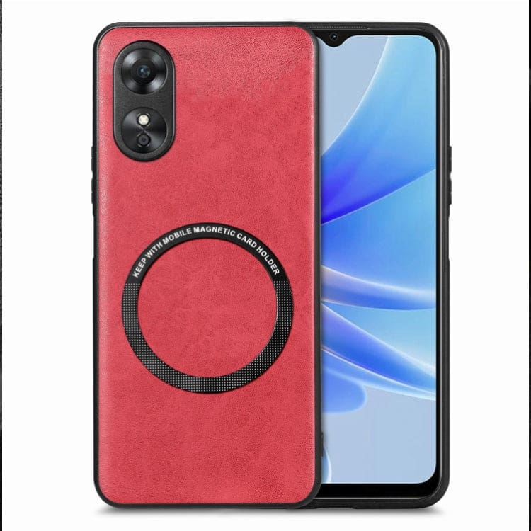 Oppo A17 Metal Ring MagSafe Style PU Leather Back Cover - Image 9