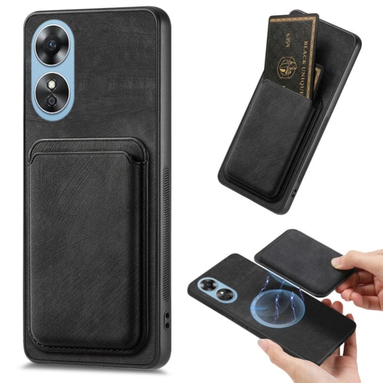 Oppo A17 Smooth Leather Magsafe Cover with Removable Card Wallet - Image 7