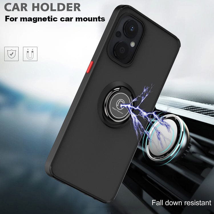 Oppo A36 4G, A76 4G, A96 4G - Q-Shadow Rear Cover, Rotating Pull-Out Ring/Stand, Semi-Transparent - Image 3