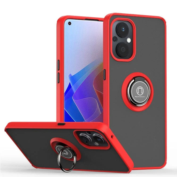 Oppo A36 4G, A76 4G, A96 4G - Q-Shadow Rear Cover, Rotating Pull-Out Ring/Stand, Semi-Transparent - Image 7