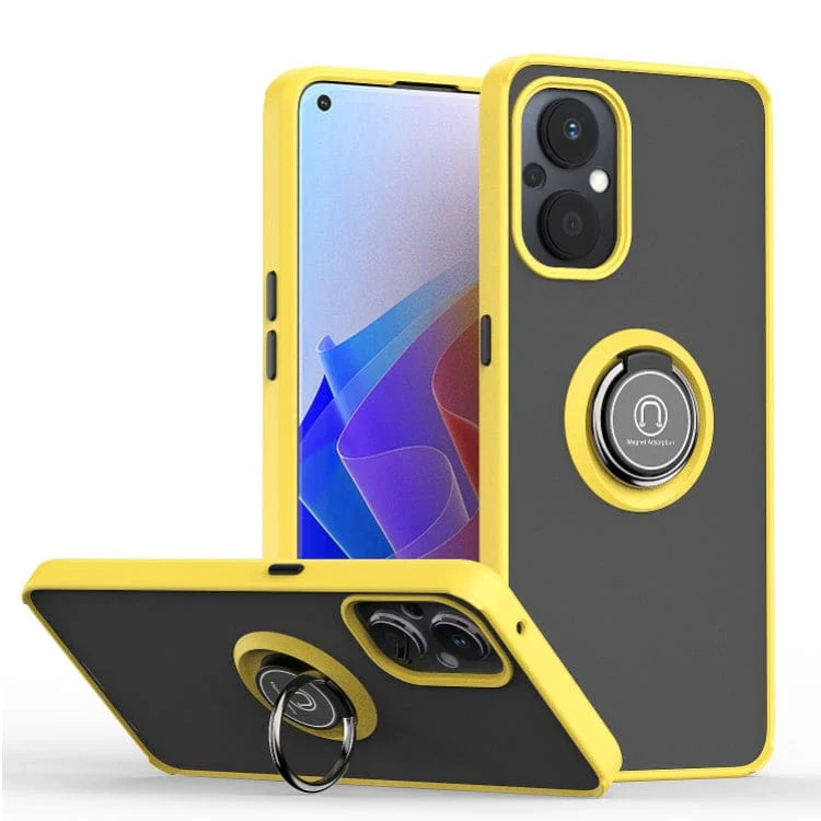Oppo A36 4G, A76 4G, A96 4G - Q-Shadow Rear Cover, Rotating Pull-Out Ring/Stand, Semi-Transparent - Image 9