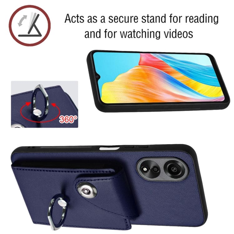 Oppo A38 / A18 Rear Wallet Cover with 8 Card Wallet and Ring/Stand - Image 6