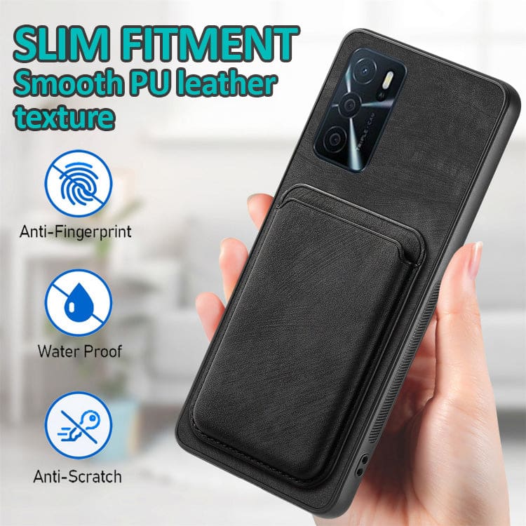 Oppo A58 4G Smooth Leather Magsafe Cover with Removable Card Wallet - Image 5