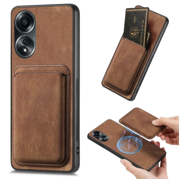 Oppo A58 4G Smooth Leather Magsafe Cover with Removable Card Wallet - Image 7
