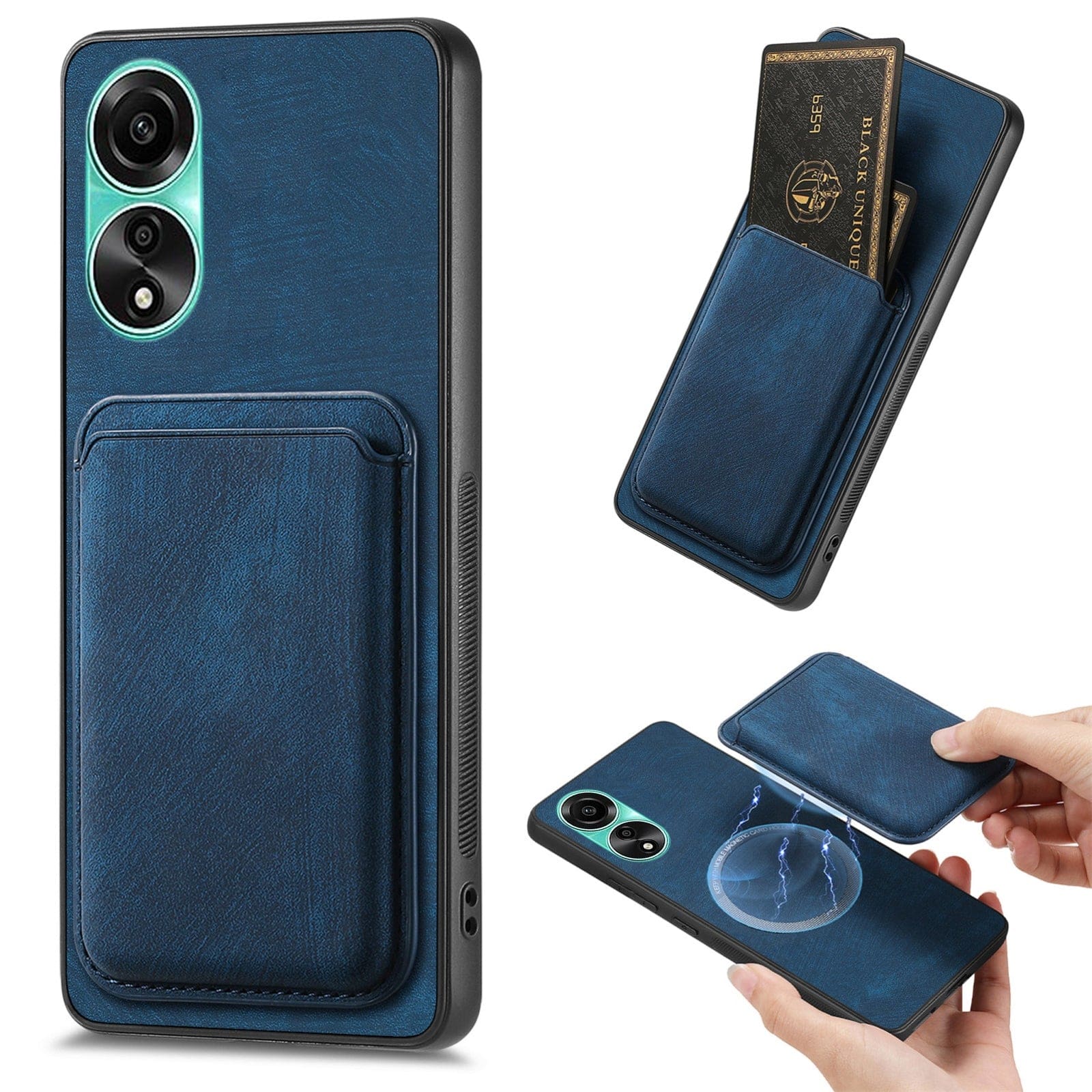 Oppo A78 4G Smooth Leather Magsafe Cover with Removable Card Wallet - Image 7