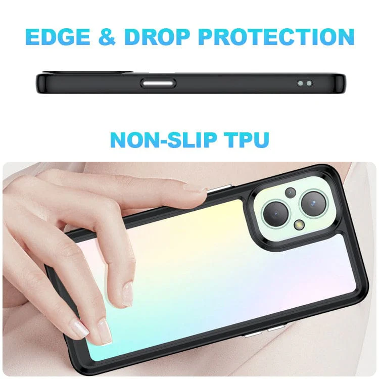 Oppo A96 5G - Transparent Back Rear Cover, Raised Bezel Protection, Cushioned Corners - Image 4