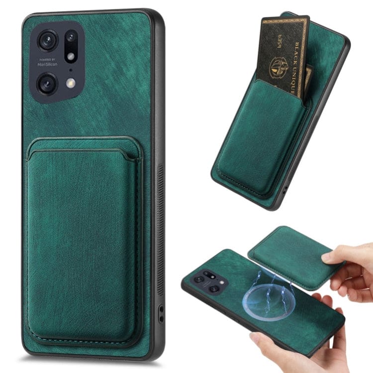 Oppo Find X5 Pro Smooth Leather Magsafe Cover with Removable Card Wallet
