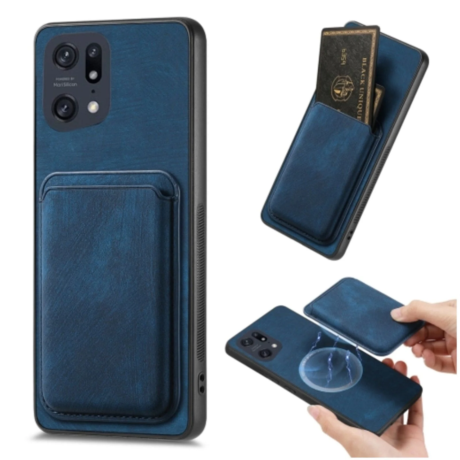 Oppo Find X5 Pro Smooth Leather Magsafe Cover with Removable Card Wallet - Image 6