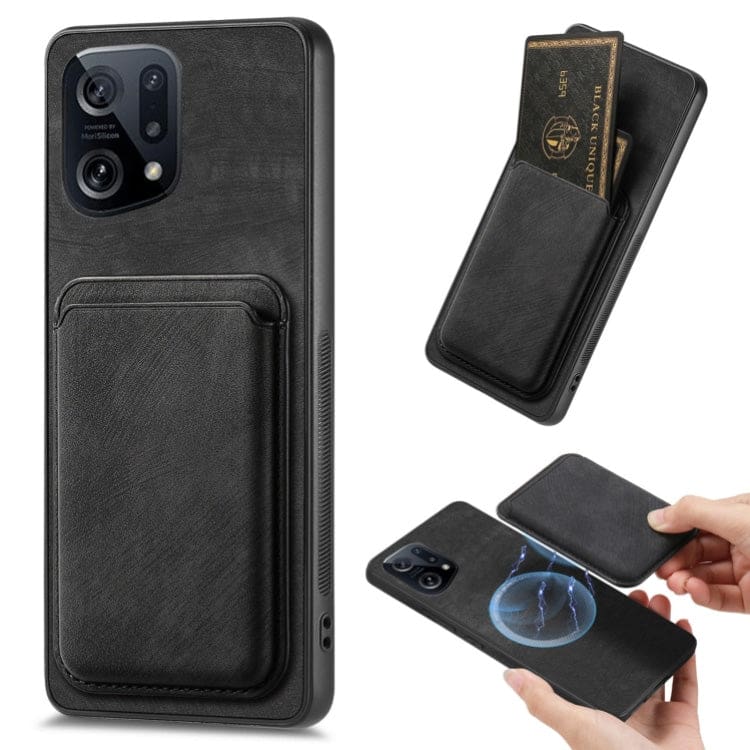 Oppo Find X5 Smooth Leather Magsafe Cover with Removable Card Wallet - Image 6