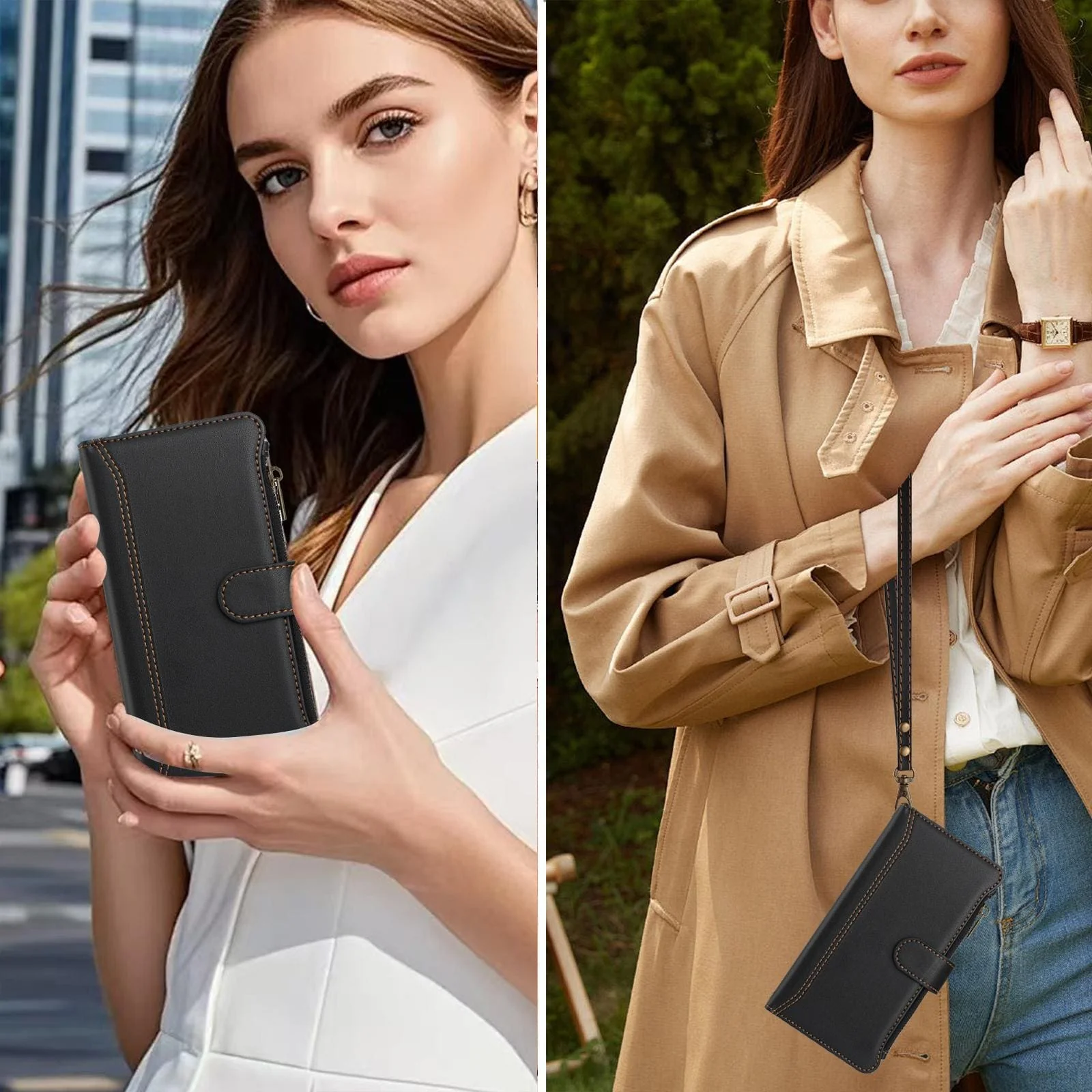 OPPO A5 PRO 4G/5G Zip Wallet, 9 card Slot Flip Cover with Magnetic Closing Front Cover - Image 3