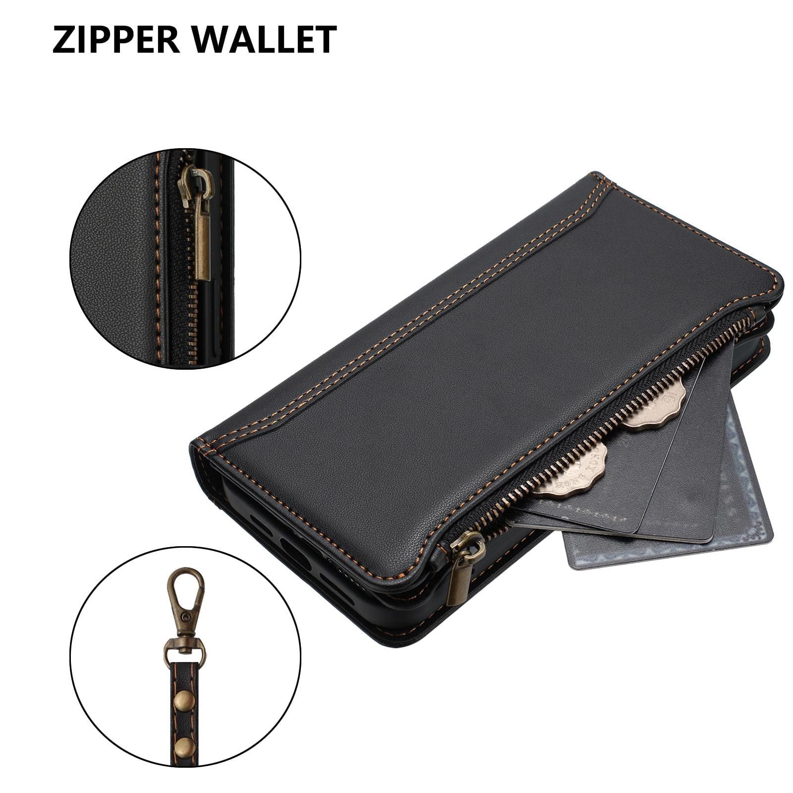 OPPO A5 PRO 4G/5G Zip Wallet, 9 card Slot Flip Cover with Magnetic Closing Front Cover - Image 4