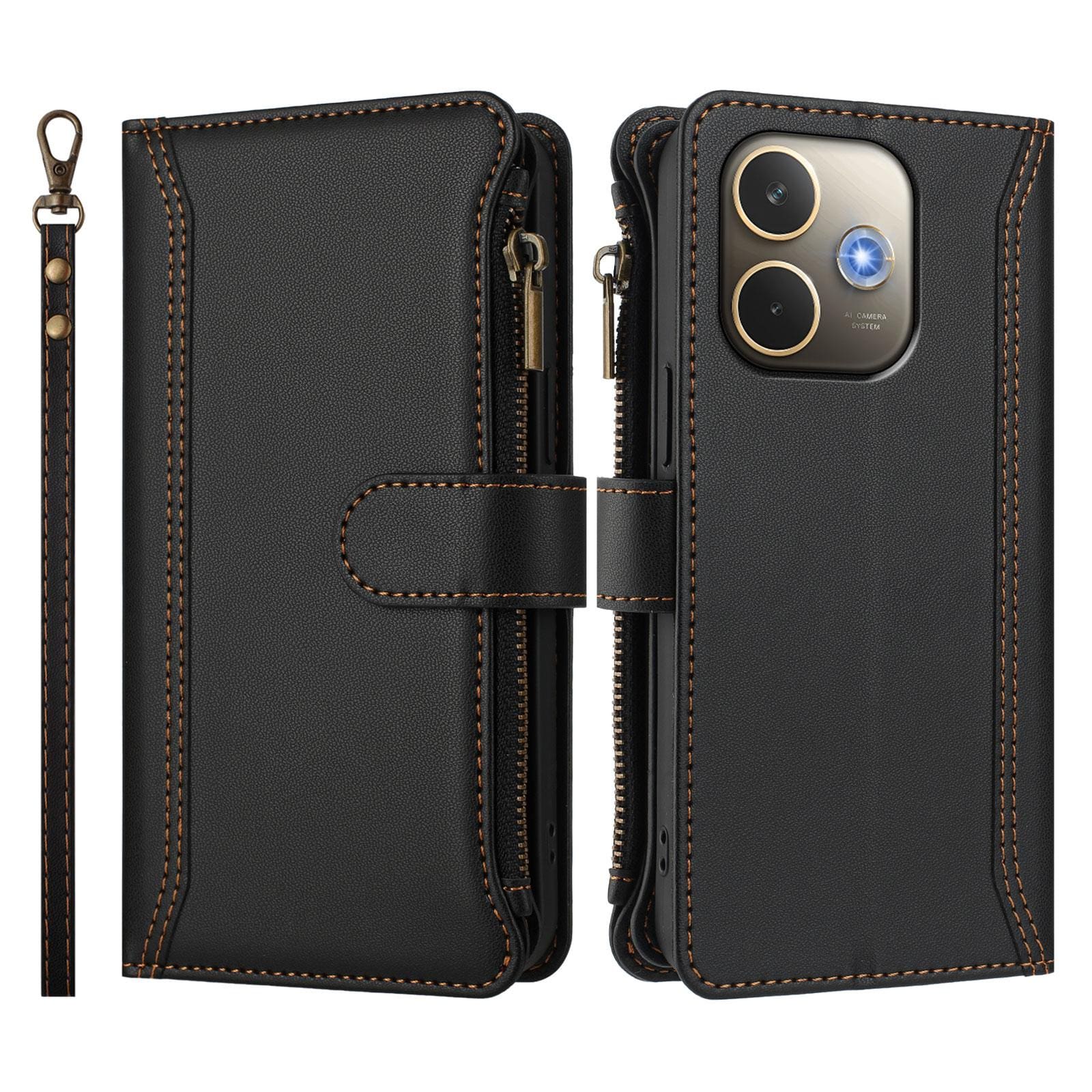 OPPO A5 PRO 4G/5G Zip Wallet, 9 card Slot Flip Cover with Magnetic Closing Front Cover - Image 5