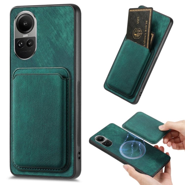 Oppo Reno 10 5G Smooth Leather Magsafe Cover with Removable Card Wallet