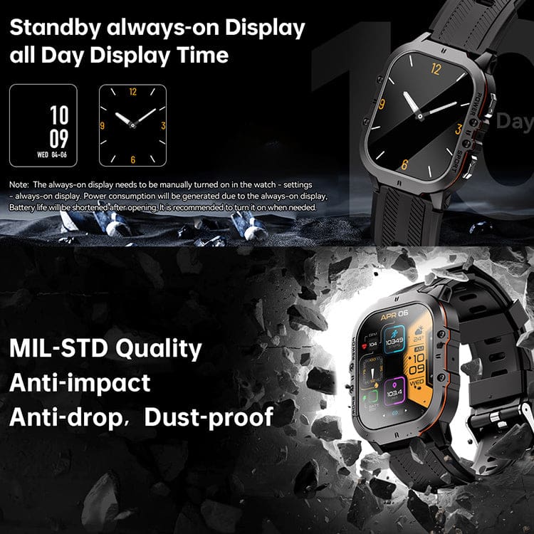 Oukitel BT20 Rugged Smartwatch | 1.96" AMOLED Display & Bluetooth Calling - Image 5