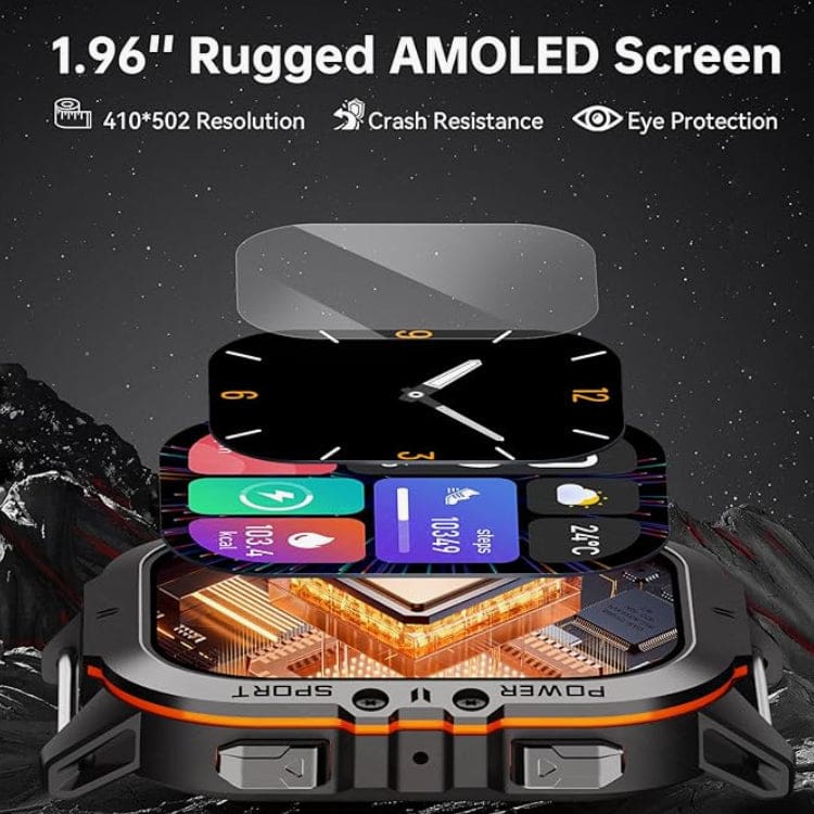 Oukitel BT20 Rugged Smartwatch | 1.96" AMOLED Display & Bluetooth Calling - Image 9