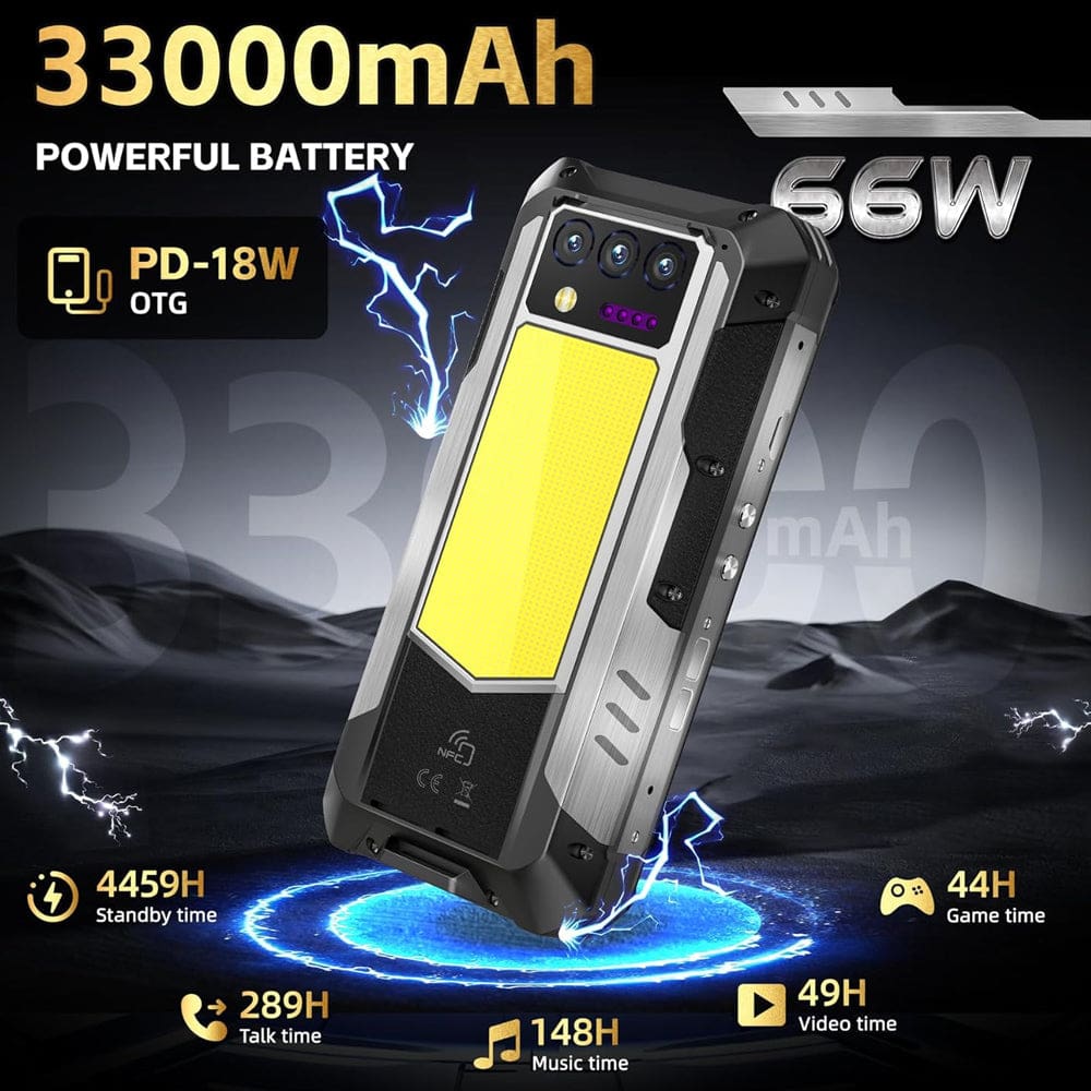 Oukitel WP100 Titan 5G Rugged Projector Phone, 33000mAh Battery, 16GB RAM+512GB, Camping Light - Image 3