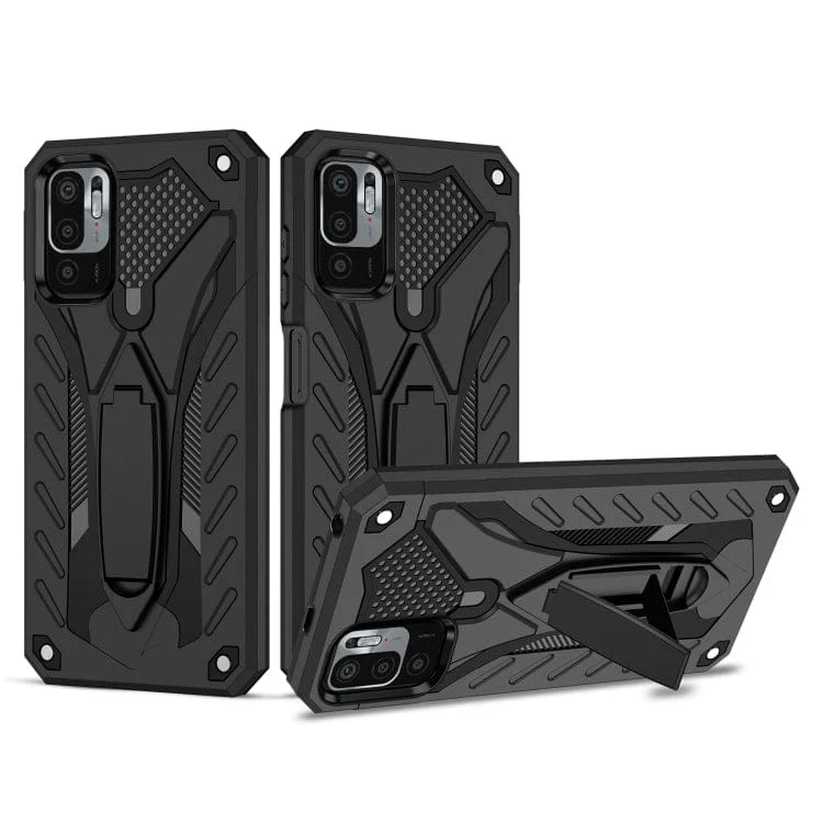 Poco M3 Pro / Redmi Note 10 5G Shockproof Folding Stand Rugged Cover, Fold Away Phone Stand
