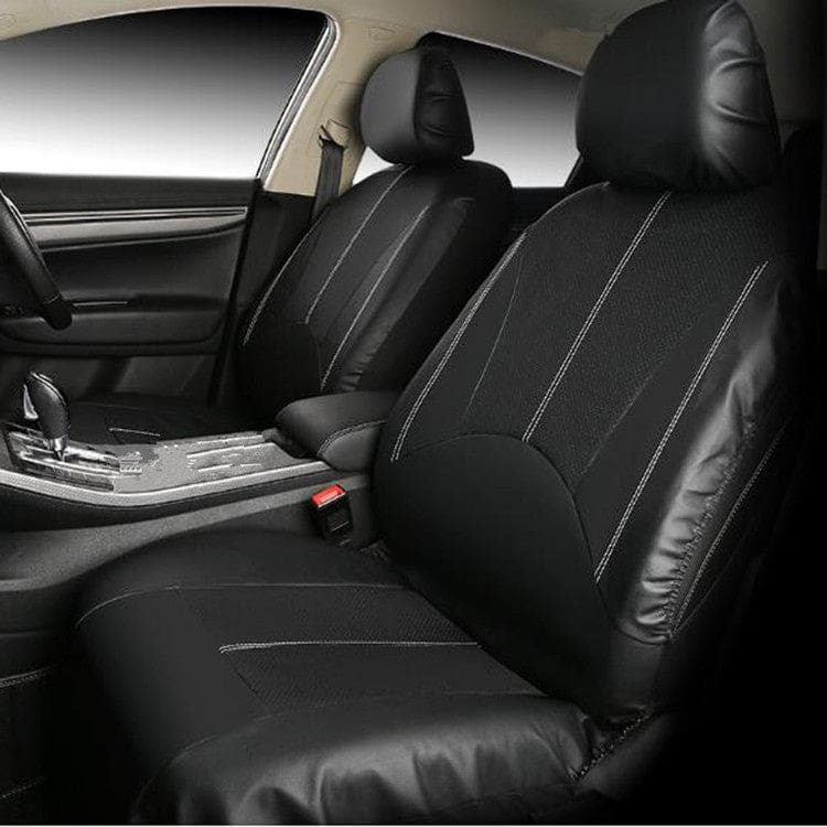 Universal Fit PU Leather Car Front Bucket Seat Covers and Headrest Covers (Pair) - Image 4