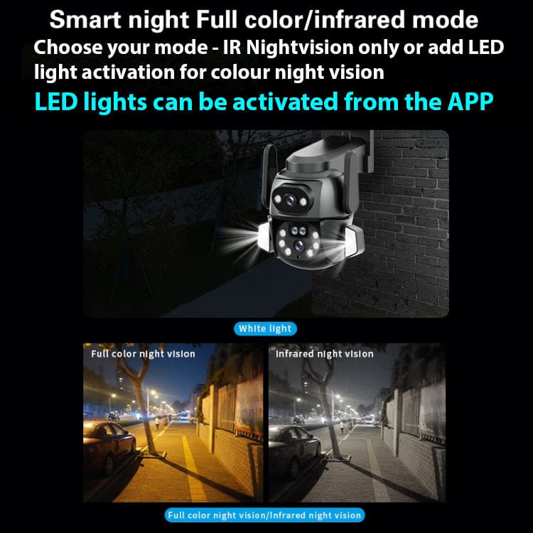 Q821 Dual Camera Wi-Fi PTZ Auto Lock/Track Security Camera with LED lights, IR Nightvision, Siren - Image 5