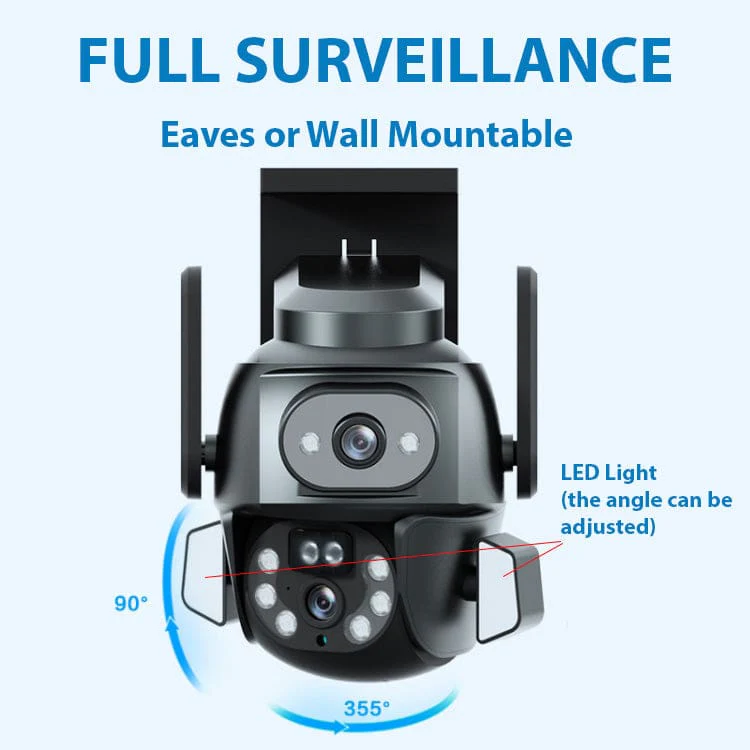 Q821 Dual Camera Wi-Fi PTZ Auto Lock/Track Security Camera with LED lights, IR Nightvision, Siren - Image 7