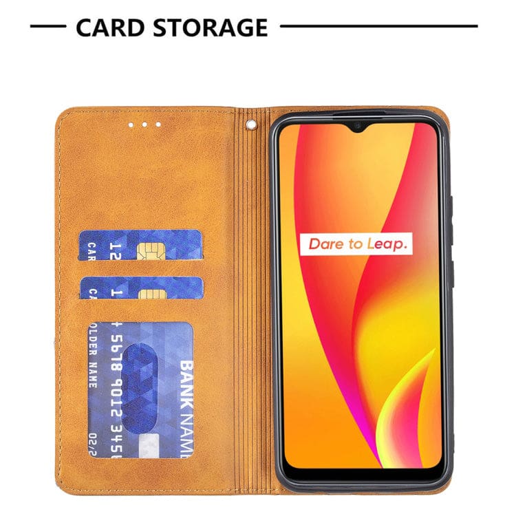 Realme C15/C12/C25 - Rhombus Phone Wallet with Flip Front, Card Slots - Image 2