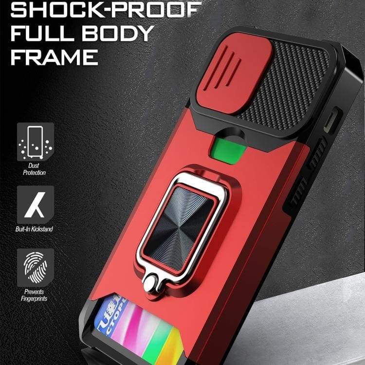 Apple iPhone 13 Pro Max - Rugged Cover, Sliding Cam Shield, Metal Ring, Card Slot - Image 3