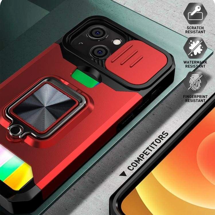 Apple iPhone 13 Pro Max - Rugged Cover, Sliding Cam Shield, Metal Ring, Card Slot - Image 4
