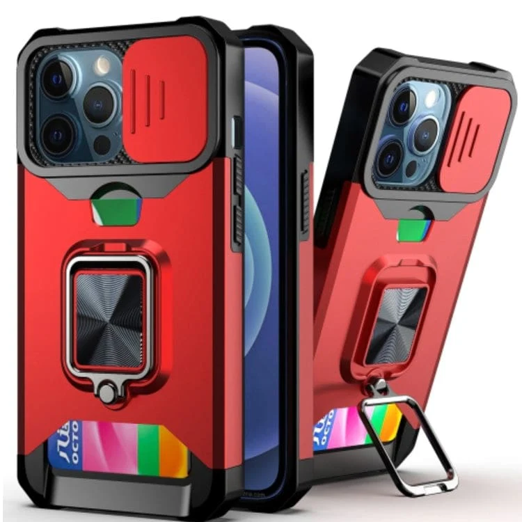 Apple iPhone 13 Pro Max - Rugged Cover, Sliding Cam Shield, Metal Ring, Card Slot - Image 7