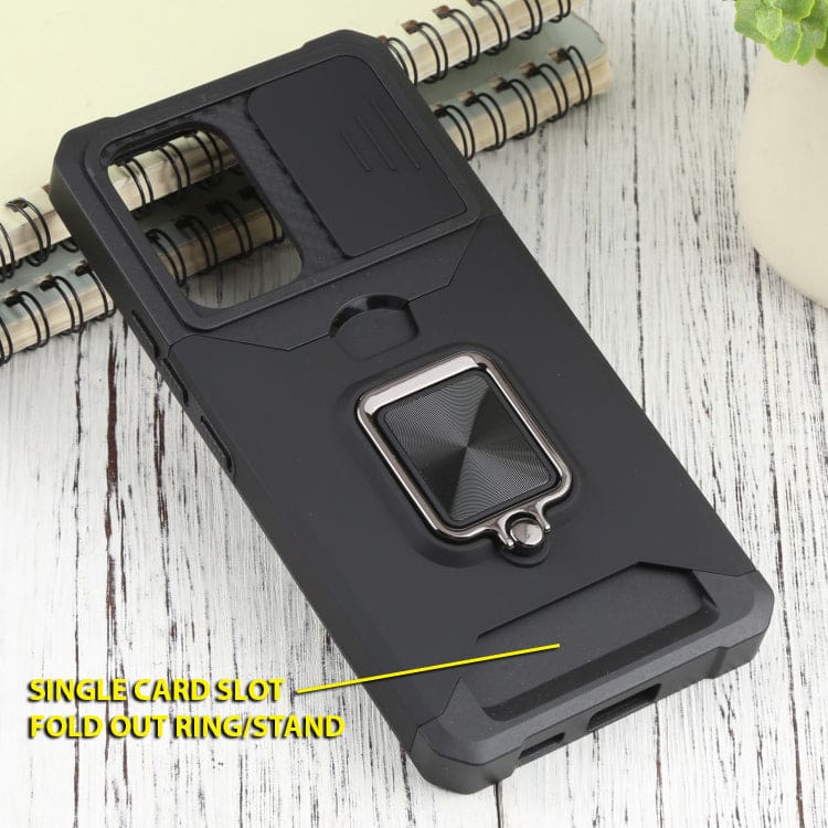 Samsung Galaxy A53 5G Rugged Cover, Sliding Camera Cover, Metal Ring/Stand, Card Slot - Image 2