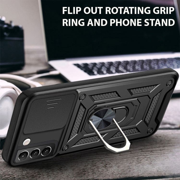 Samsung Galaxy S22+ 5G Rugged Protective Cover, Sliding Camera Cover, Metal Ring/Stand - Image 6
