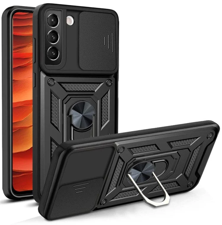 Samsung Galaxy S22 5G Rugged Protective Cover, Sliding Camera Cover, Metal Ring/Stand - Image 9