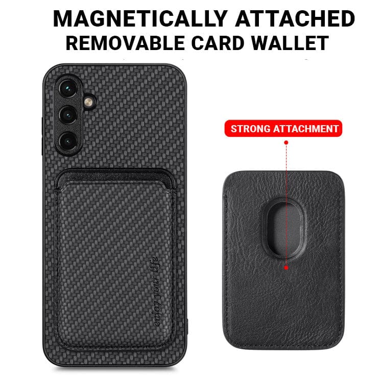 Samsung Galaxy A14 Carbon Magsafe Cover with Removable Card Wallet - Image 4